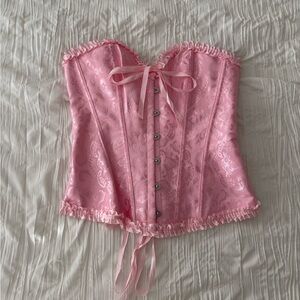 Pink Lace-Up Corset Top